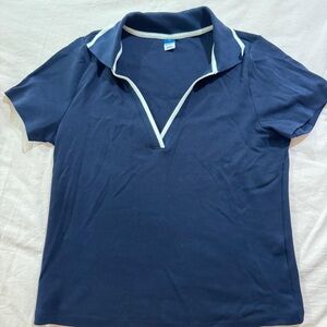 Old Navy Navy Blue V-Neck Polo Tee